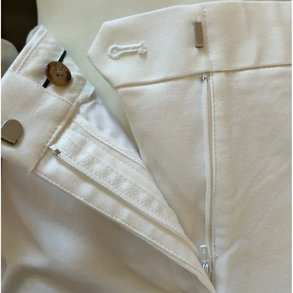 Ann Taylor The Scallop Hem High Waist Ankle Pant White Size 12 - Picture 9 of 10